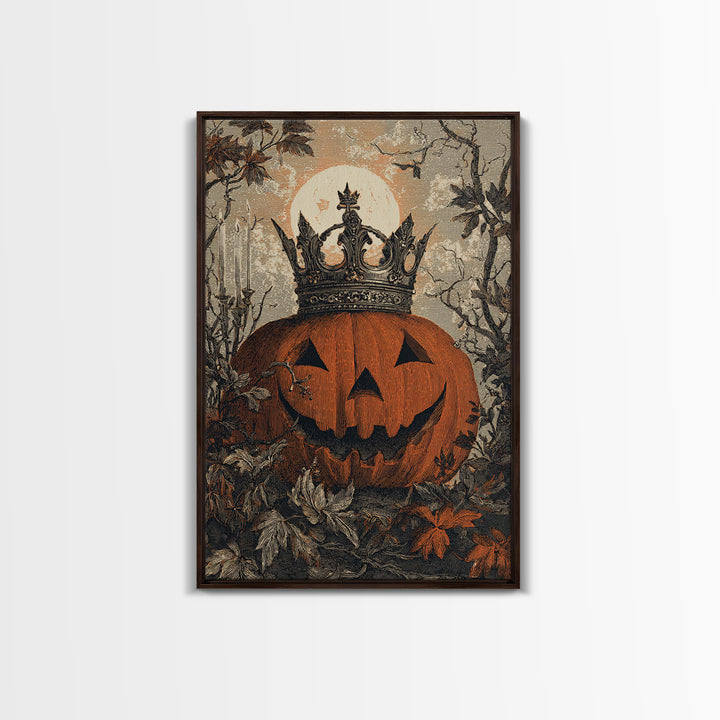 The Jack-O-Lantern Crown Jewels - Icon Portrait, Macabre Halloween Art, Vertical Wall Art, Framed Canvas Print, Halloween Home Decor