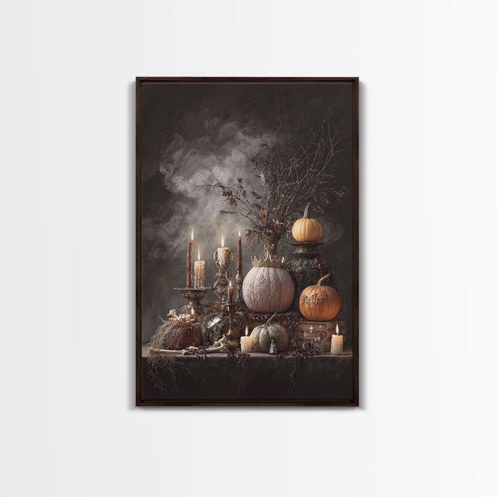 The Jack-O-Lantern Crown Jewels - Occult Still Life, Gothic Home Decor, Vertical Wall Art, Canvas Print, Halloween Home Decor