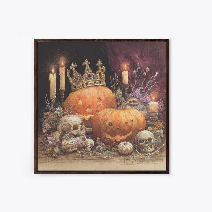 The Jack-O-Lantern Crown Jewels - Occult Still Life, Halloween Wall Art, Square Wall Art, Framed Canvas Print, Halloween Home Decor