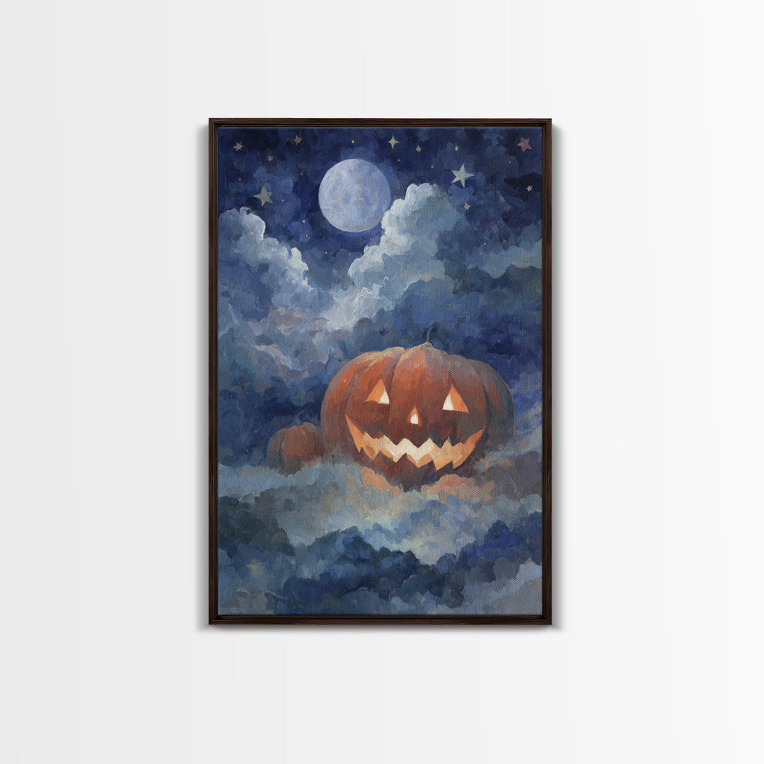The Jack-O-Lantern Crown Jewels - Surreal Celestial Vision, Gothic Home Decor, Vertical Wall Art, Canvas Print, Halloween Home Decor