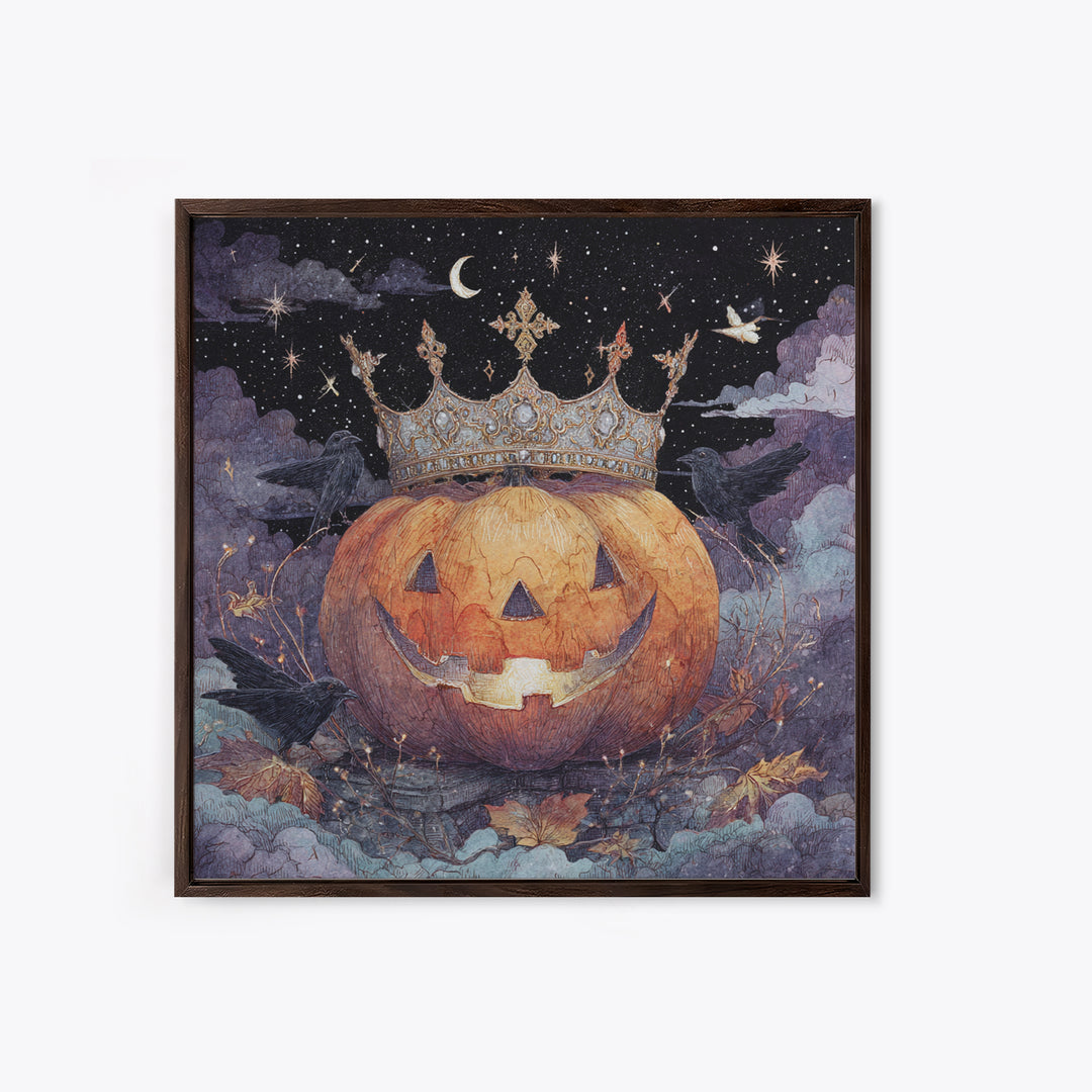 The Jack-O-Lantern Crown Jewels - Surreal Celestial Vision, Dark Fantasy Wall Art, Square Wall Art, Canvas Print, Halloween Home Decor