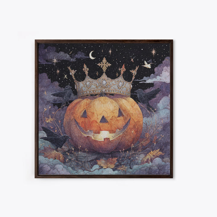 The Jack-O-Lantern Crown Jewels - Surreal Celestial Vision, Dark Fantasy Wall Art, Square Wall Art, Canvas Print, Halloween Home Decor