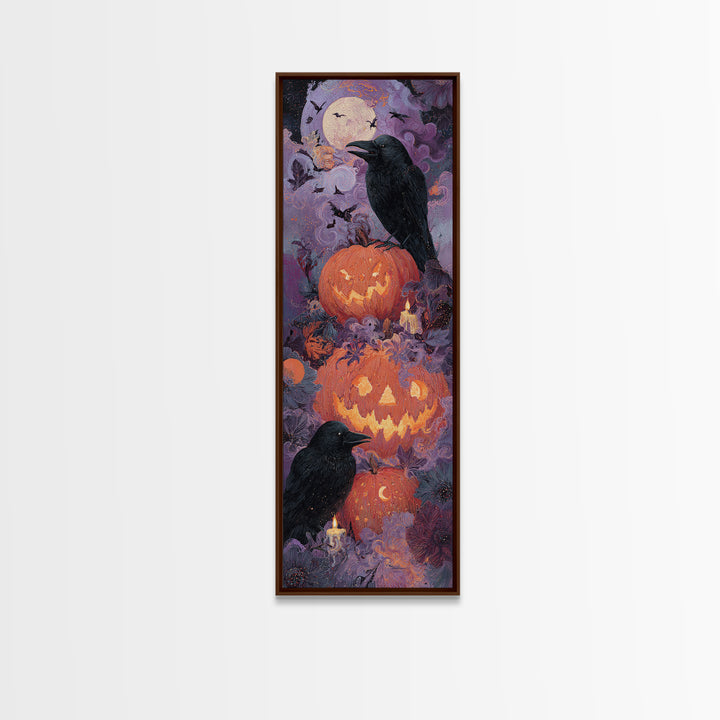 The Jack-O-Lantern Crown Jewels - Surreal Celestial Vision, Halloween Wall Art, Tall Narrow Wall Art, Framed Canvas Print, Gothic Wall Art