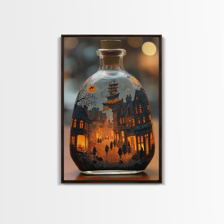 The Ghost Ship In A Bottle - Procession Scene, Gothic Home Decor, Vertical Wall Art, Canvas Print, Halloween Home Decor, Gothic Wall Art