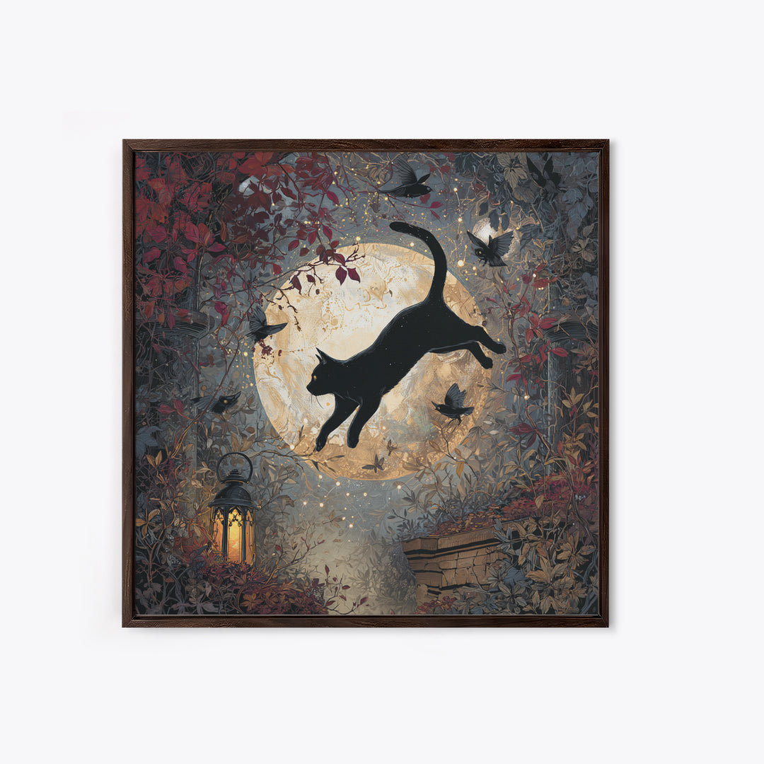 The Black Cat Constellation - Icon Portrait, Occult Wall Decor, Square Wall Art, Canvas Print, Halloween Home Decor, Gothic Wall Art
