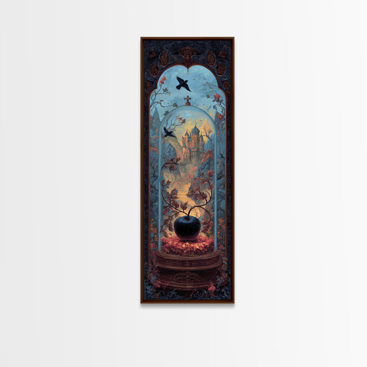 The Poison Apple Reliquary - Environmental Panorama, Macabre Halloween Art, Tall Narrow Wall Art, Framed Canvas Print, Halloween Home Decor
