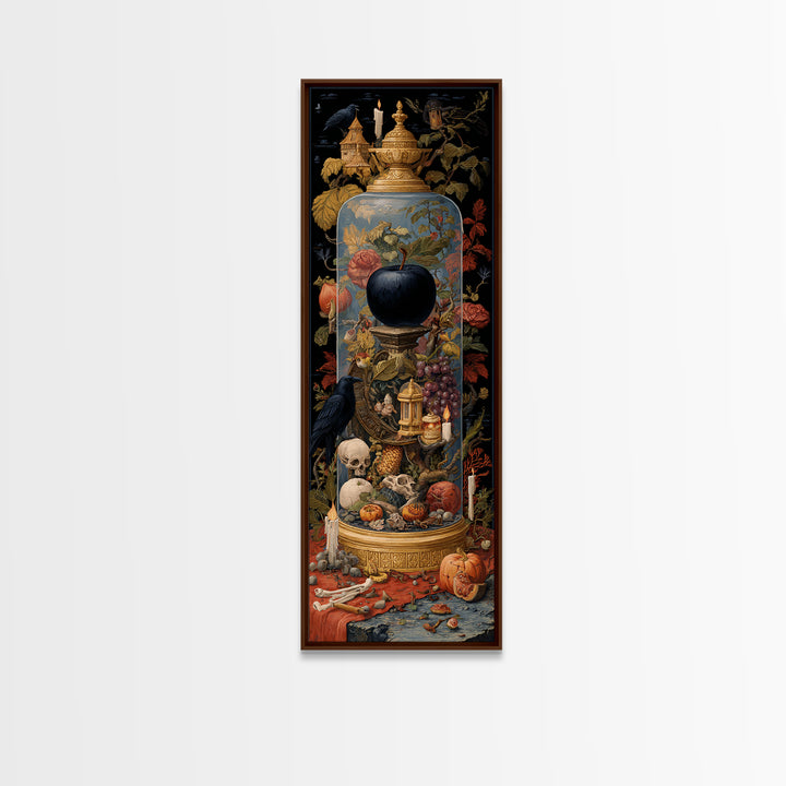 The Poison Apple Reliquary - Occult Still Life, Occult Wall Decor, Tall Narrow Wall Art, Canvas Print, Halloween Home Decor, Gothic Wall Art