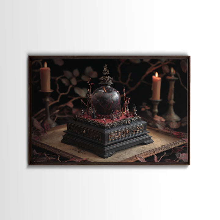 The Poison Apple Reliquary - Procession Scene, Spooky Wall Decor, Landscape Wall Art, Framed Canvas Print, Halloween Home Decor