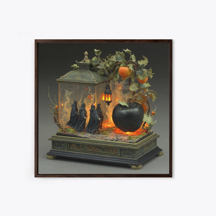 The Poison Apple Reliquary - Procession Scene, Occult Wall Decor, Square Wall Art, Canvas Print, Halloween Home Decor, Gothic Wall Art