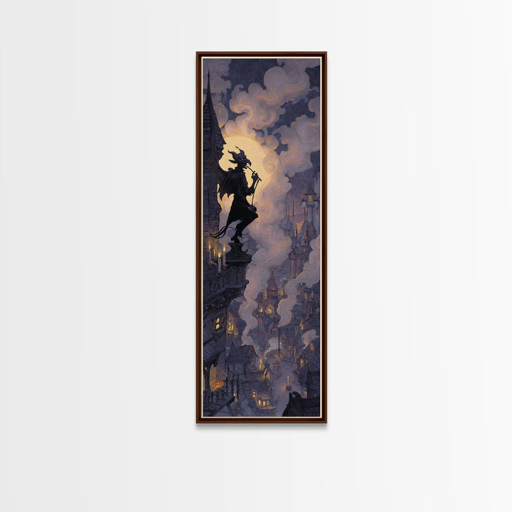 The Gargoyle Rooftop Choir - Icon Portrait, Occult Wall Decor, Tall Narrow Wall Art, Canvas Print, Halloween Home Decor, Gothic Wall Art