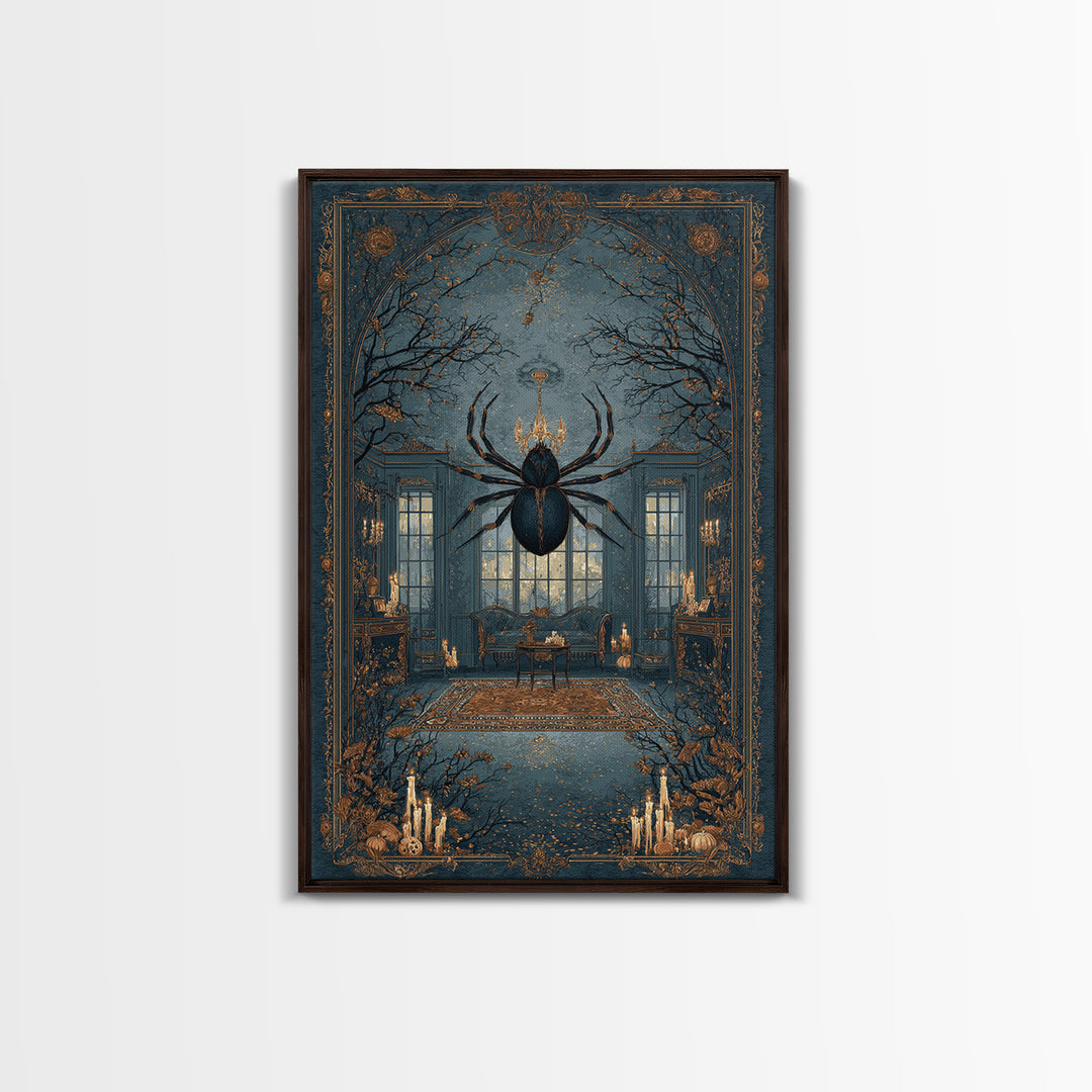 The Spider Queen Parlor - Icon Portrait, Occult Wall Decor, Vertical Wall Art, Canvas Print, Halloween Home Decor, Gothic Wall Art