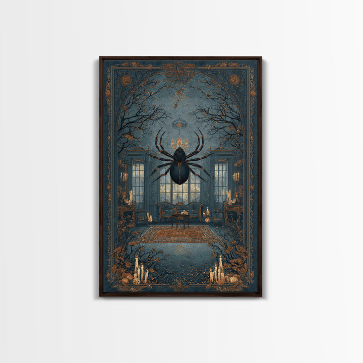 The Spider Queen Parlor - Icon Portrait, Occult Wall Decor, Vertical Wall Art, Canvas Print, Halloween Home Decor, Gothic Wall Art