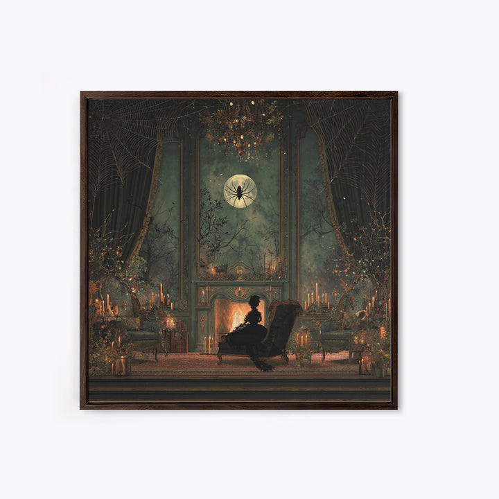 The Spider Queen Parlor - Icon Portrait, Spooky Wall Decor, Square Wall Art, Framed Canvas Print, Halloween Home Decor, Gothic Wall Art