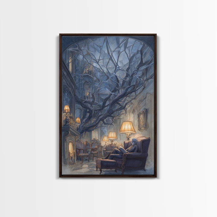 The Spider Queen Parlor - Environmental Panorama, Occult Wall Decor, Vertical Wall Art, Canvas Print, Halloween Home Decor, Gothic Wall Art