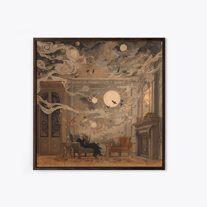 The Spider Queen Parlor - Surreal Celestial Vision, Dark Fantasy Wall Art, Square Wall Art, Canvas Print, Halloween Home Decor