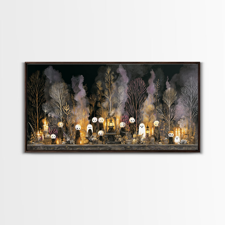 The Golden Funeral Procession - Occult Still Life, Occult Wall Decor, Wide Panoramic Art, Canvas Print, Halloween Home Decor