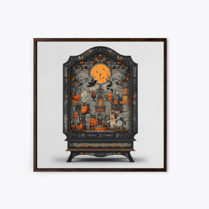 The Monster In The Mirror Cabinet - Icon Portrait, Gothic Home Decor, Square Wall Art, Canvas Print, Halloween Home Decor, Gothic Wall Art