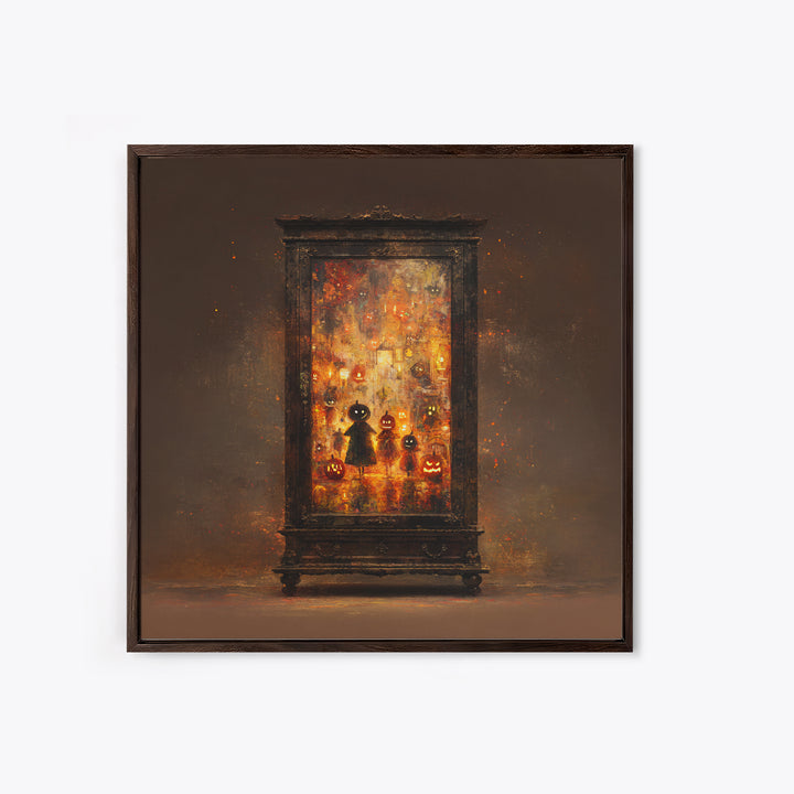 The Monster In The Mirror Cabinet - Procession Scene, Dark Fantasy Wall Art, Square Wall Art, Canvas Print, Halloween Home Decor