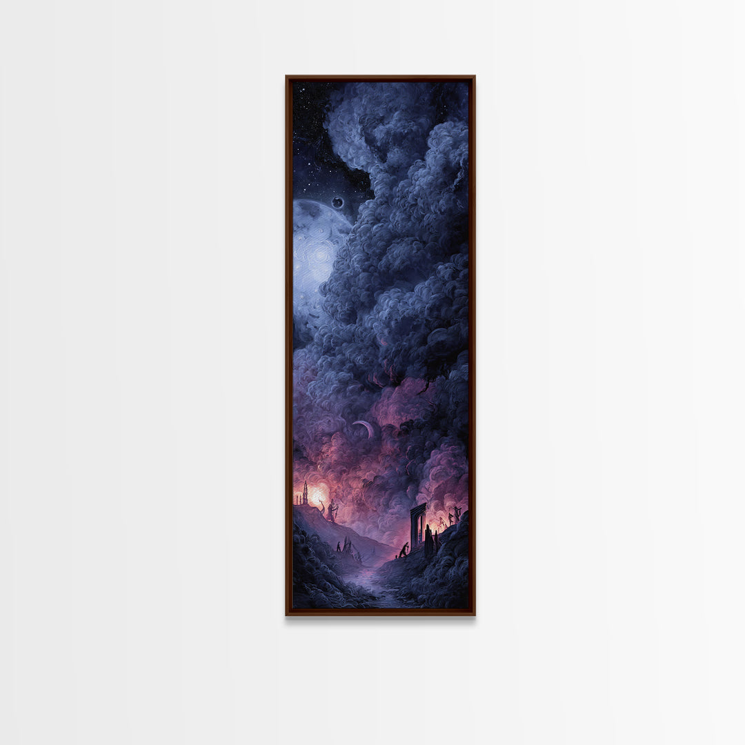 The Dreaming Priest Of The Outer Gate, Dark Fantasy Wall Art, Tall Narrow Wall Art, Framed Canvas Print, Halloween Home Decor