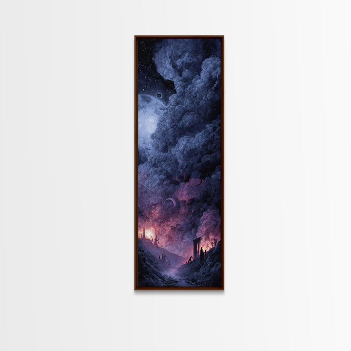 The Dreaming Priest Of The Outer Gate, Dark Fantasy Wall Art, Tall Narrow Wall Art, Framed Canvas Print, Halloween Home Decor