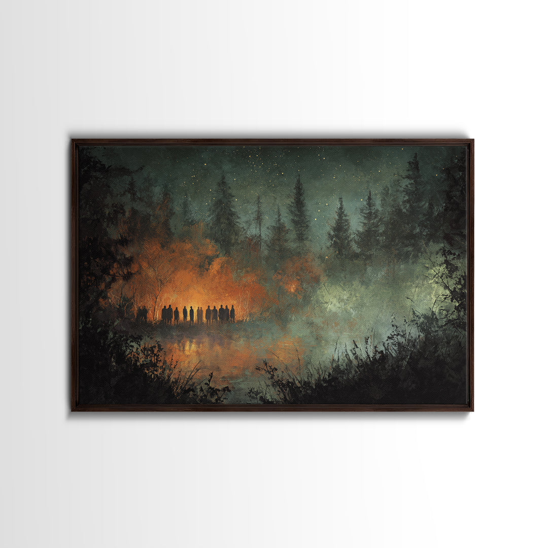 The Choir Of Deepwater Acolytes, Occult Wall Decor, Landscape Wall Art, Framed Canvas Print, Halloween Home Decor, Gothic Wall Art