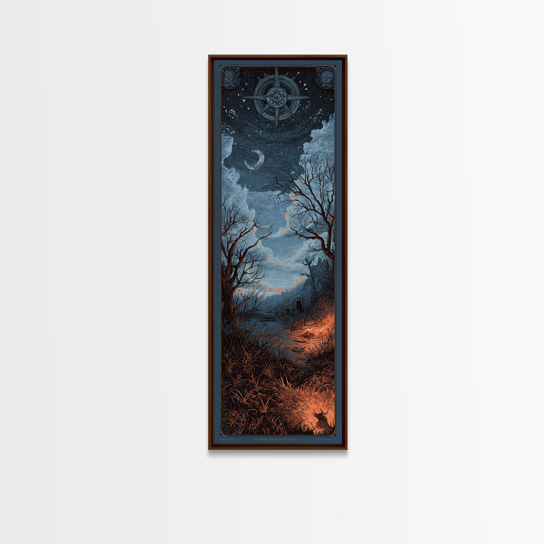 The Librarian Of Forbidden Tides, Occult Wall Decor, Tall Narrow Wall Art, Canvas Print, Halloween Home Decor, Gothic Wall Art