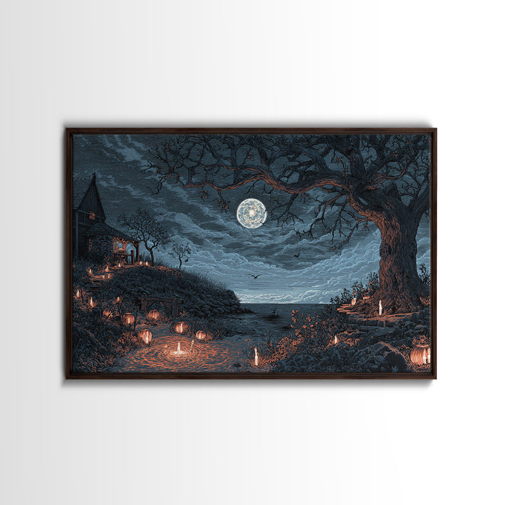 The Star-Seer Of Black Dunwich, Halloween Wall Art, Landscape Wall Art, Framed Canvas Print, Halloween Home Decor, Gothic Wall Art