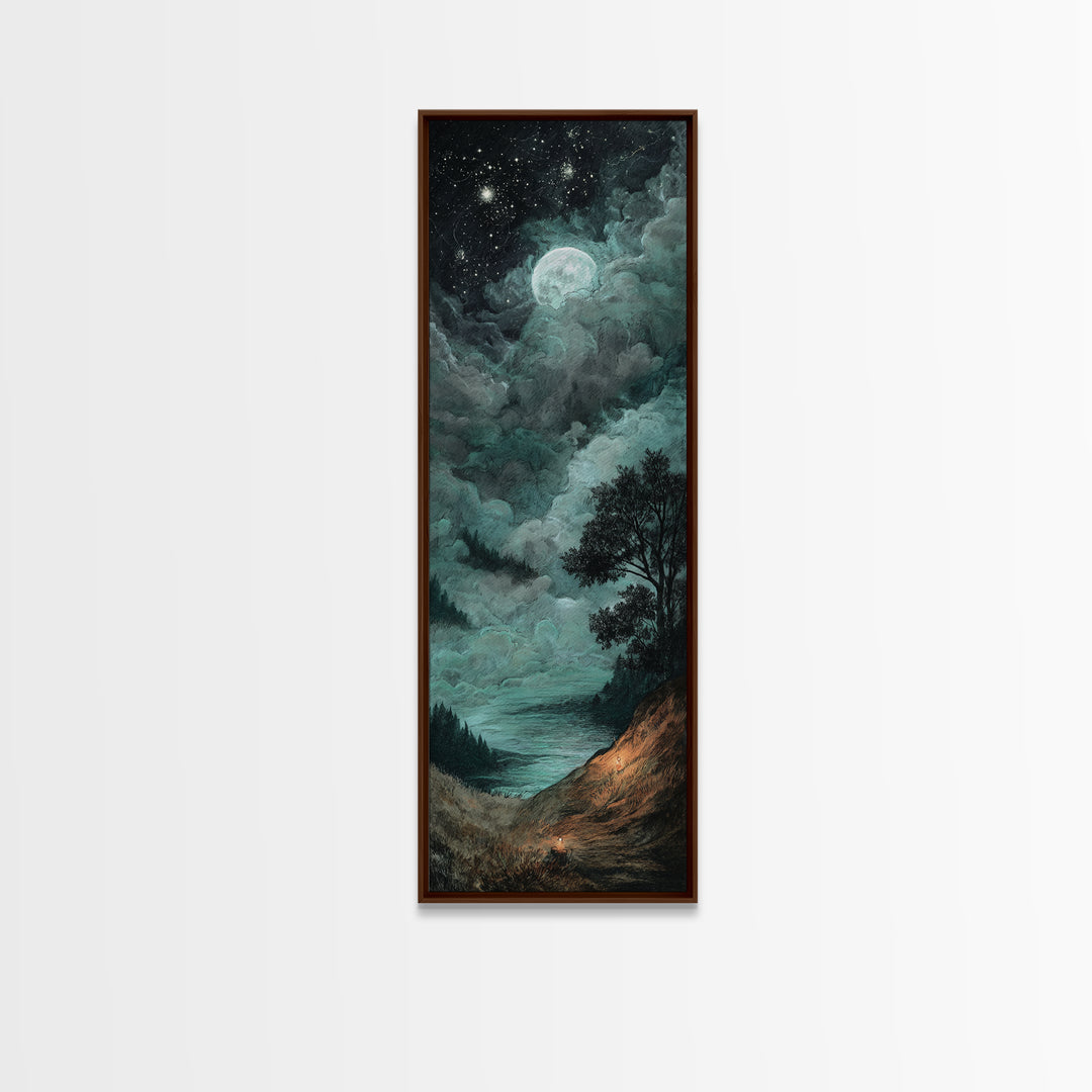 The Bride Of The Abyssal Moon, Occult Wall Decor, Tall Narrow Wall Art, Framed Canvas Print, Halloween Home Decor, Gothic Wall Art