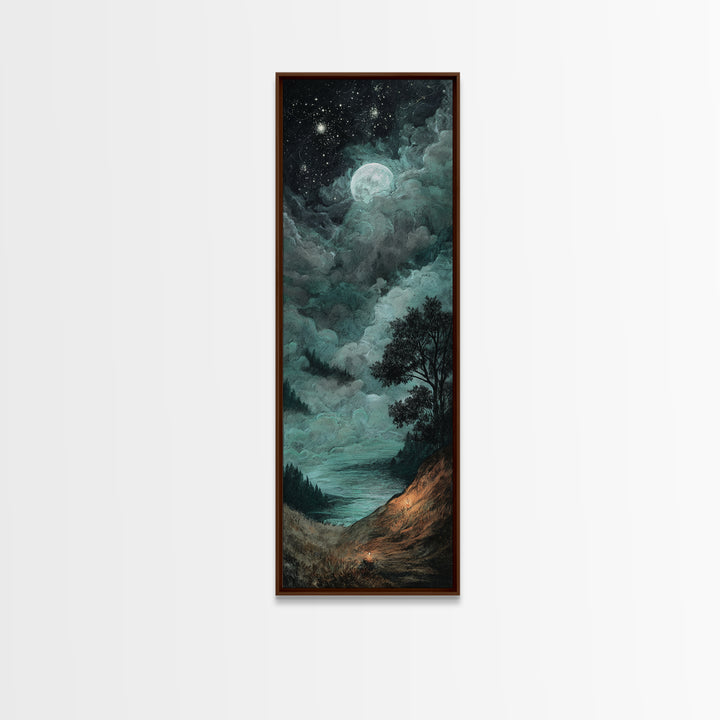 The Bride Of The Abyssal Moon, Occult Wall Decor, Tall Narrow Wall Art, Framed Canvas Print, Halloween Home Decor, Gothic Wall Art