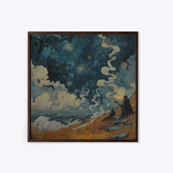 The Astronomer Of The Hollow Sky, Halloween Wall Art, Square Wall Art, Framed Canvas Print, Halloween Home Decor, Gothic Wall Art