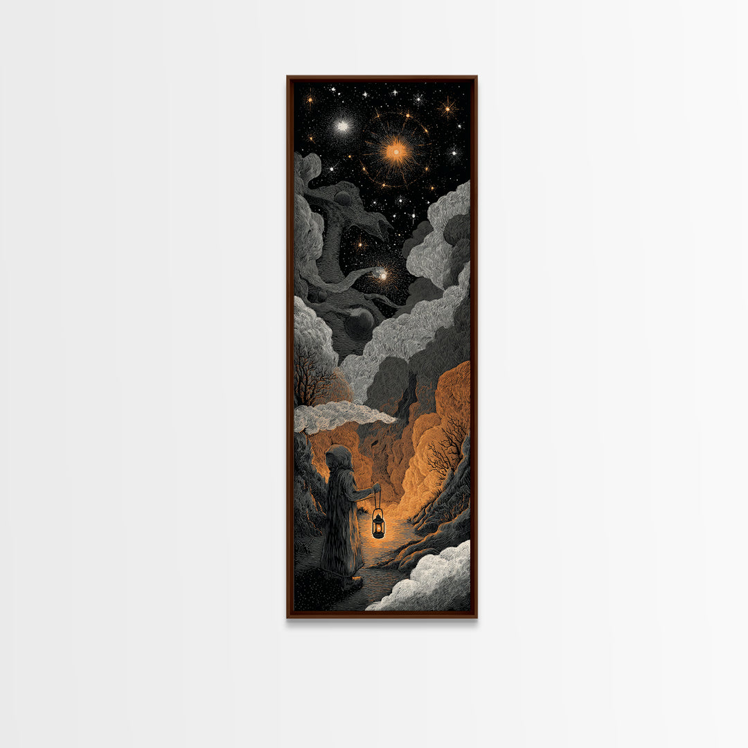 The Astronomer Of The Hollow Sky, Halloween Wall Art, Tall Narrow Wall Art, Canvas Print, Halloween Home Decor, Gothic Wall Art