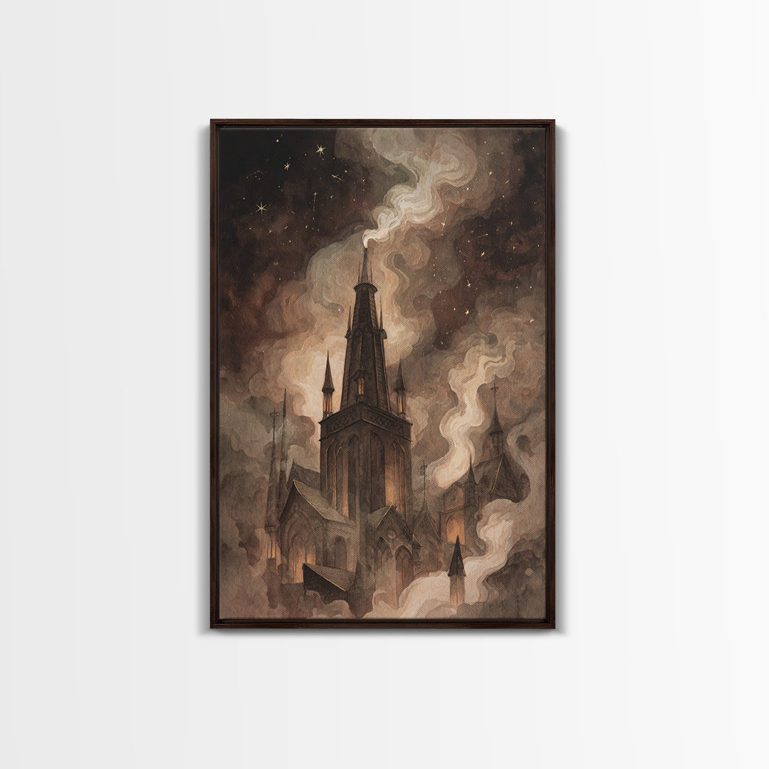 The Bellringer Of The Sunken Cathedral, Eldritch Wall Art, Vertical Wall Art, Framed Canvas Print, Halloween Home Decor, Gothic Wall Art