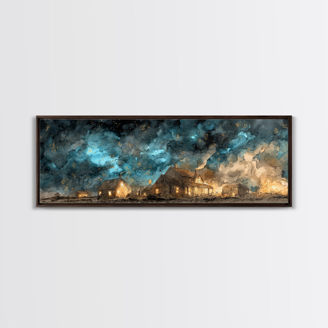 The Crawler Beneath The Floor Of Stars, Cosmic Horror Decor, Extra Wide Wall Art, Canvas Print, Halloween Home Decor, Gothic Wall Art