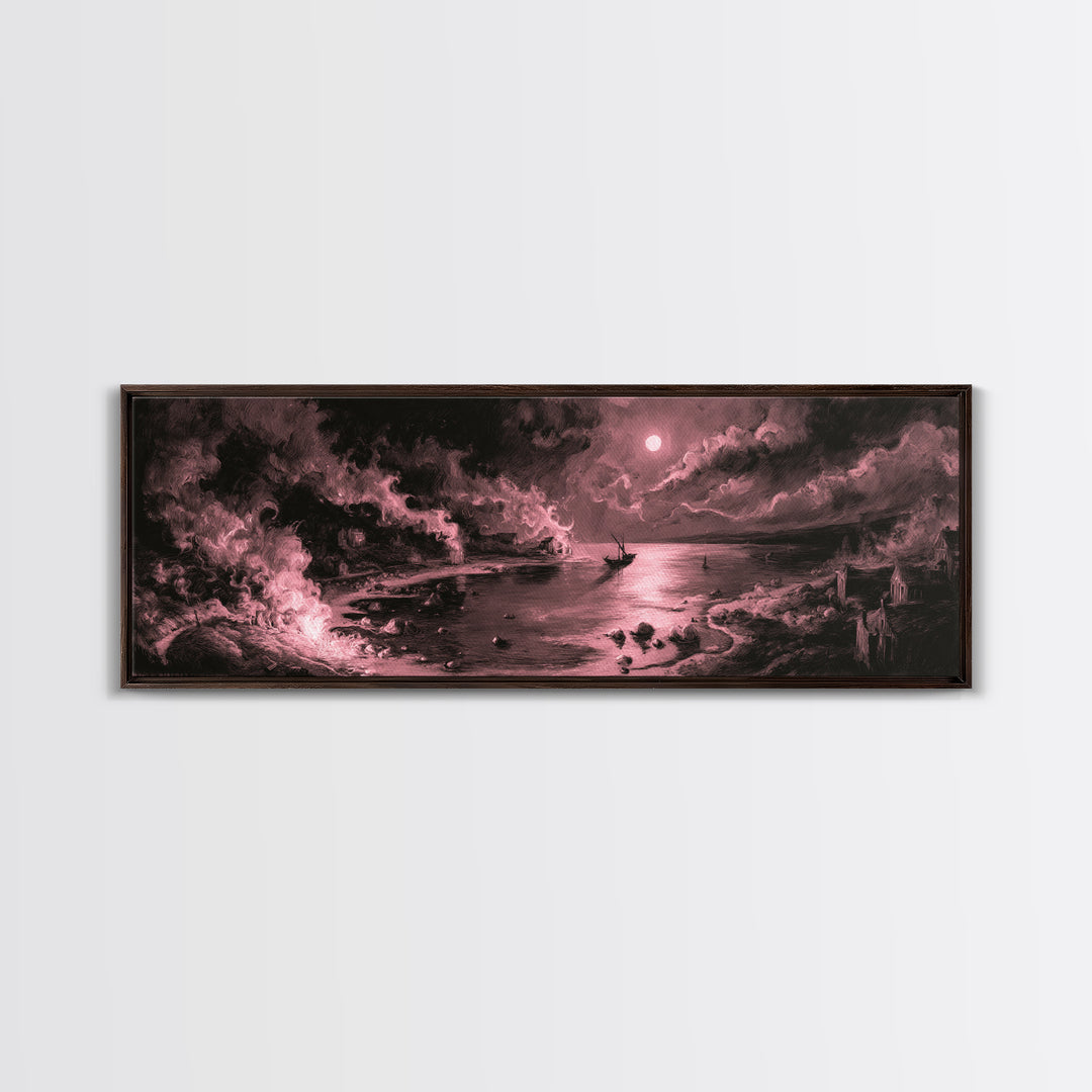 The Mapmaker Of Impossible Shores, Occult Wall Decor, Extra Wide Wall Art, Framed Canvas Print, Halloween Home Decor, Gothic Wall Art