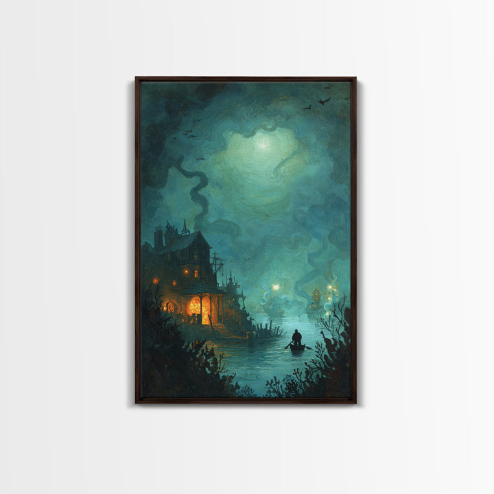 The Keeper Of The Black Reef Key, Eldritch Wall Art, Vertical Wall Art, Framed Canvas Print, Halloween Home Decor, Gothic Wall Art