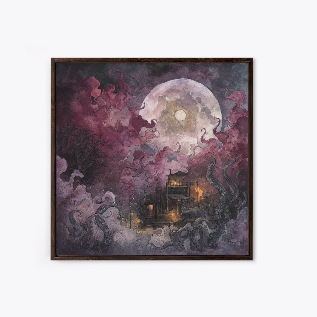 The Keeper Of The Black Reef Key, Lovecraftian Wall Art, Square Wall Art, Canvas Print, Halloween Home Decor, Gothic Wall Art
