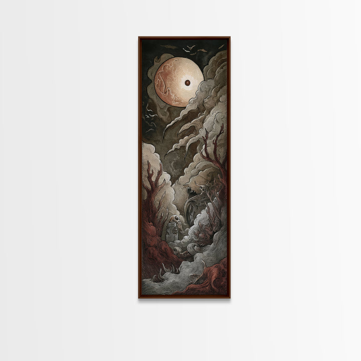The Keeper Of The Black Reef Key, Cosmic Horror Decor, Tall Narrow Wall Art, Canvas Print, Halloween Home Decor, Gothic Wall Art