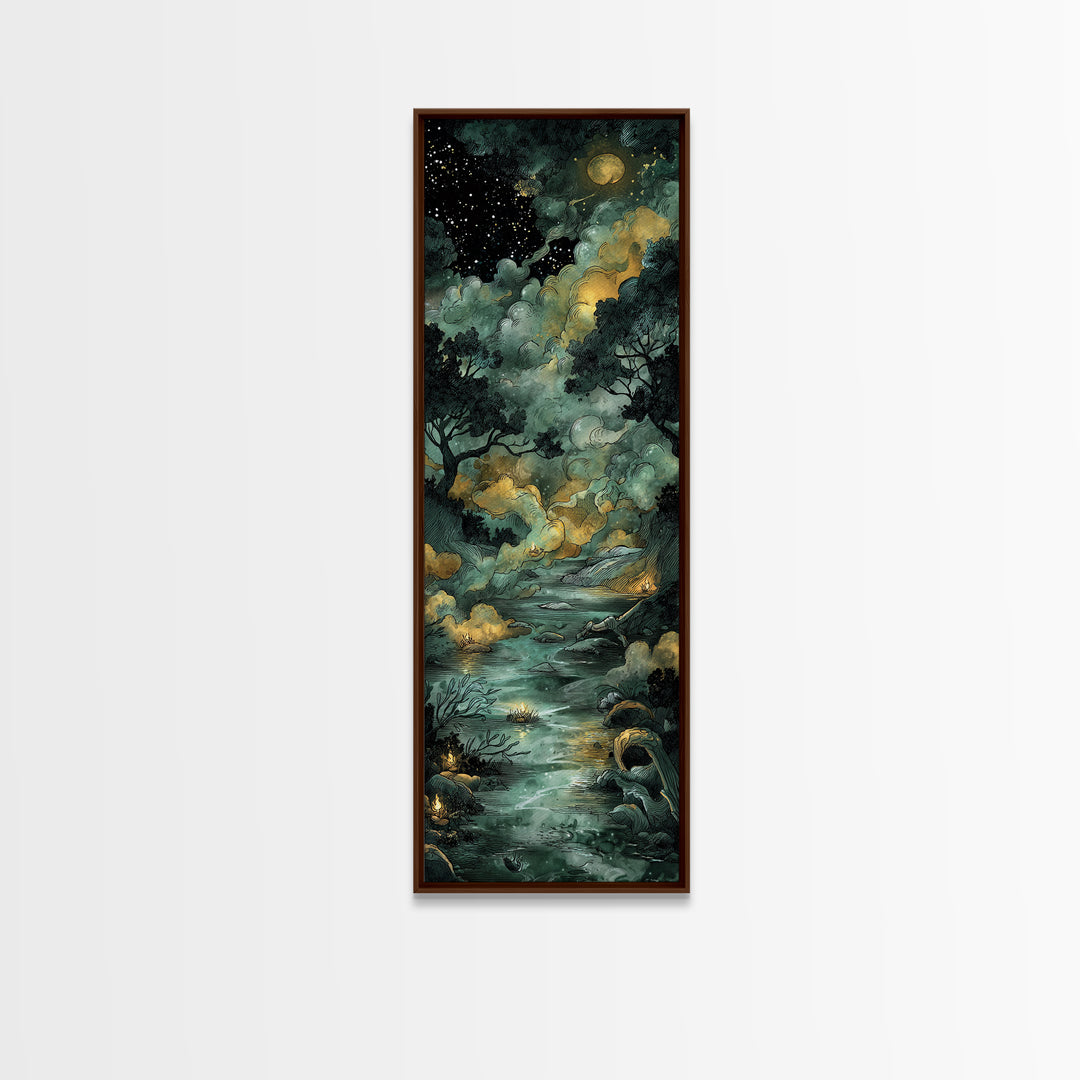 The Widow Of The Whispering Comet, Eldritch Wall Art, Tall Narrow Wall Art, Canvas Print, Halloween Home Decor, Gothic Wall Art