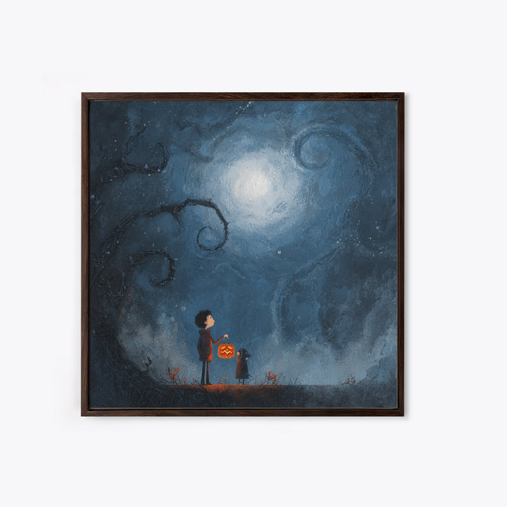 The Child Who Caught A Moon-Spawn, Dark Fantasy Wall Art, Square Wall Art, Canvas Print, Halloween Home Decor, Gothic Wall Art