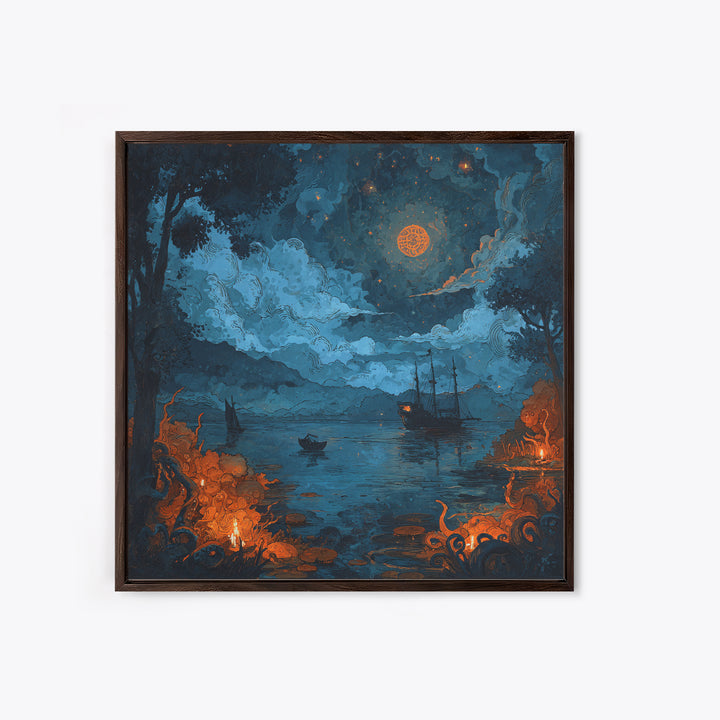 The Oracle Of The Glass Depths, Spooky Wall Decor, Square Wall Art, Canvas Print, Halloween Home Decor, Gothic Wall Art, Halloween Decor