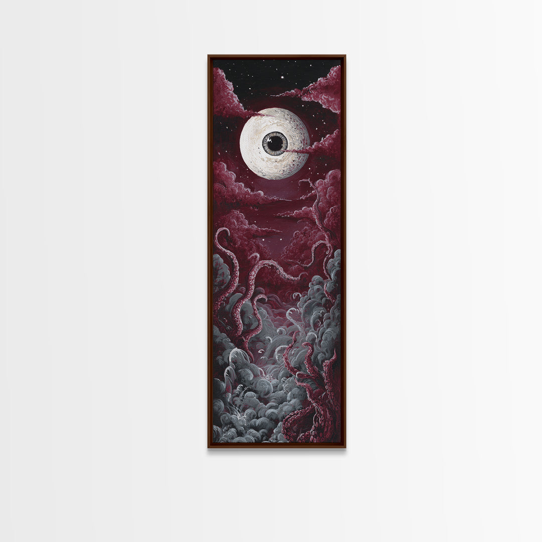 The Oracle Of The Glass Depths, Occult Wall Decor, Tall Narrow Wall Art, Framed Canvas Print, Halloween Home Decor, Gothic Wall Art