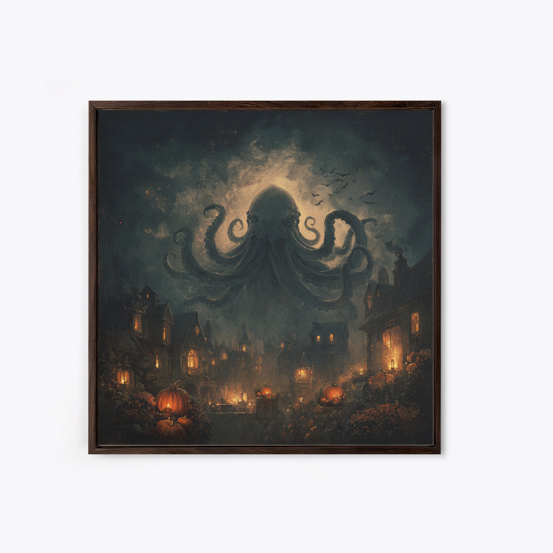 The Crown Of The Tentacled Saint, Halloween Wall Art, Square Wall Art, Framed Canvas Print, Halloween Home Decor, Gothic Wall Art
