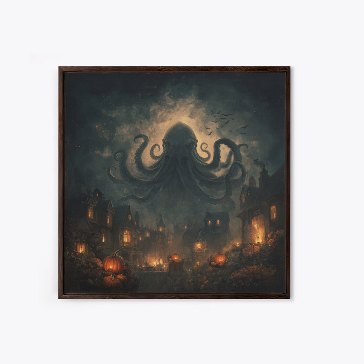 The Crown Of The Tentacled Saint, Halloween Wall Art, Square Wall Art, Framed Canvas Print, Halloween Home Decor, Gothic Wall Art