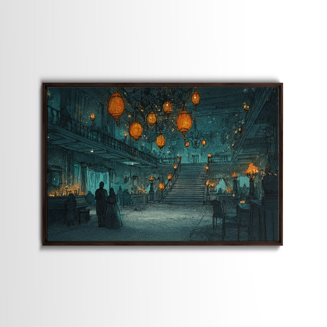 The Ballroom Of Silent Shoggoths, Cosmic Horror Decor, Landscape Wall Art, Canvas Print, Halloween Home Decor, Gothic Wall Art