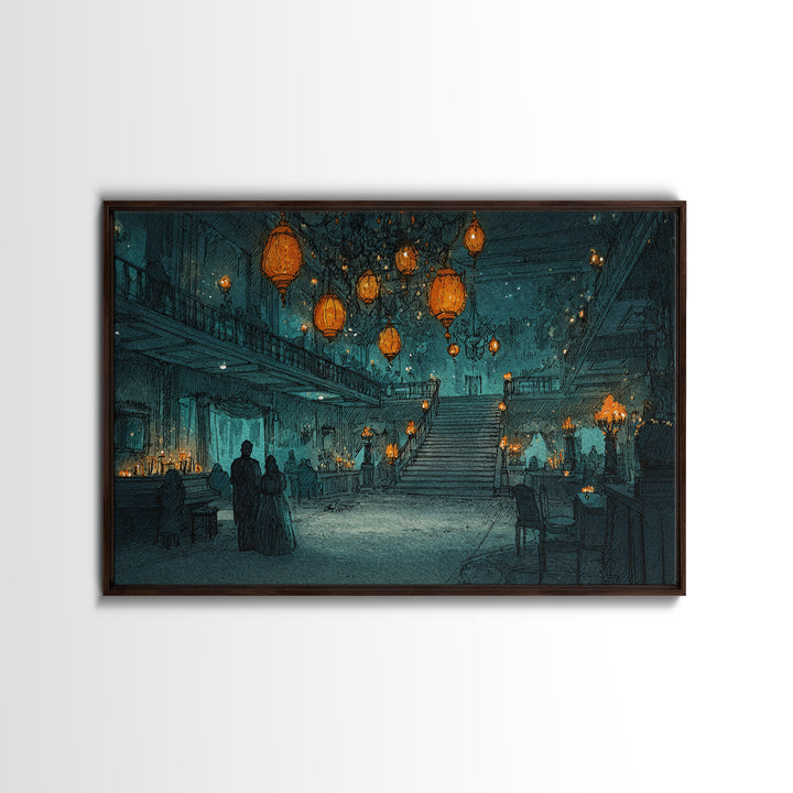 The Ballroom Of Silent Shoggoths, Cosmic Horror Decor, Landscape Wall Art, Canvas Print, Halloween Home Decor, Gothic Wall Art