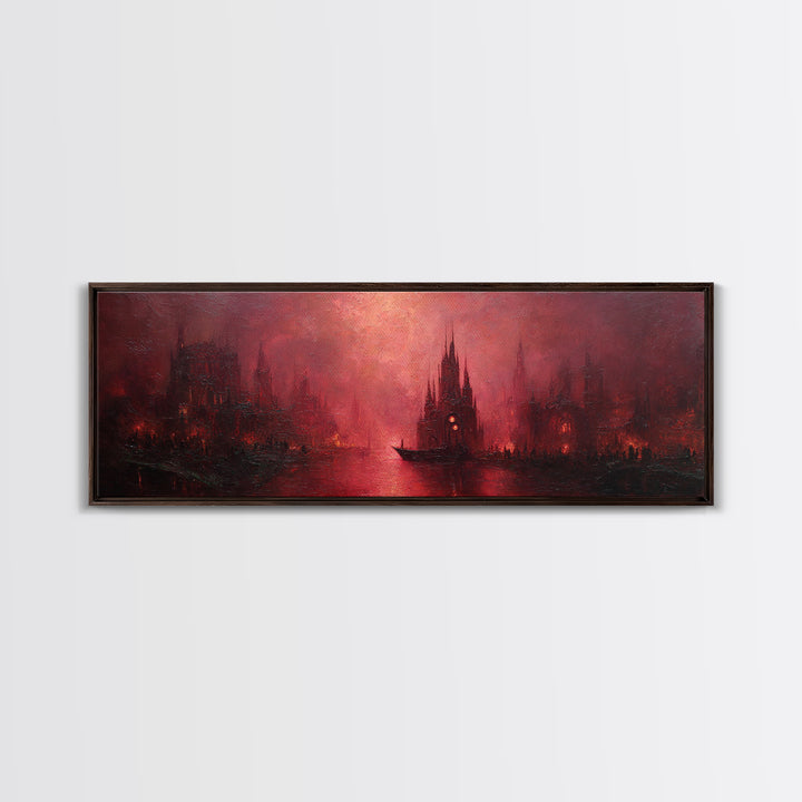 The Ballroom Of Silent Shoggoths, Dark Fantasy Wall Art, Extra Wide Wall Art, Framed Canvas Print, Halloween Home Decor, Gothic Wall Art