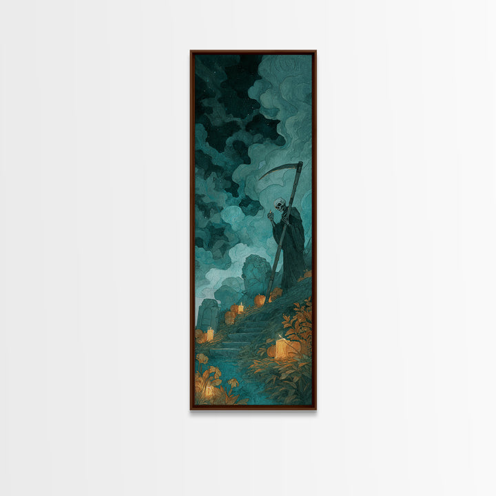 The Grave Gardener Of Yuggoth, Dark Fantasy Wall Art, Tall Narrow Wall Art, Canvas Print, Halloween Home Decor, Gothic Wall Art