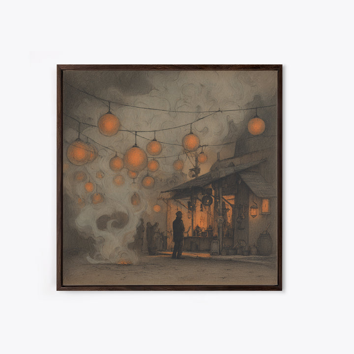 The Lantern Market Beyond The Veil, Occult Wall Decor, Square Wall Art, Canvas Print, Halloween Home Decor, Gothic Wall Art