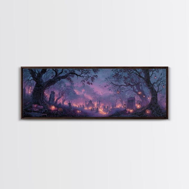 The Lantern Market Beyond The Veil, Macabre Halloween Art, Extra Wide Wall Art, Canvas Print, Halloween Home Decor, Gothic Wall Art