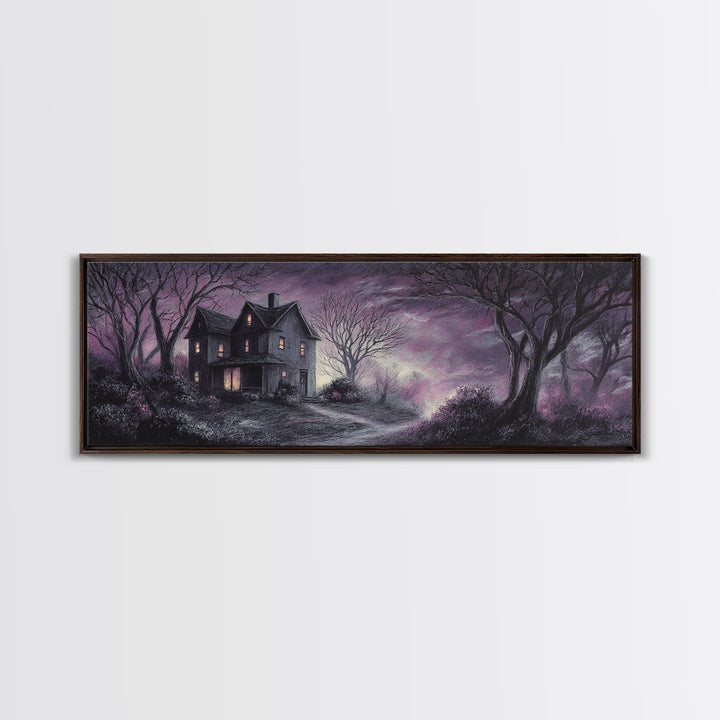 The Thirteenth Door Of Arkham House, Spooky Wall Decor, Extra Wide Wall Art, Canvas Print, Halloween Home Decor, Gothic Wall Art